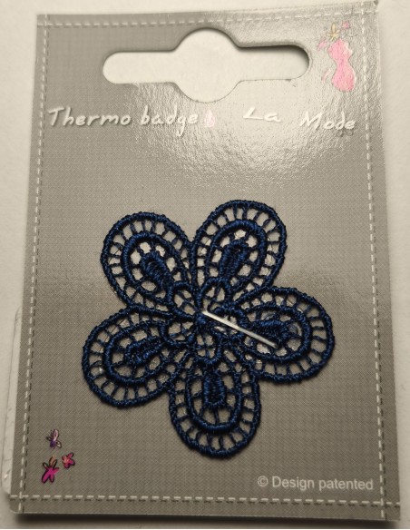 Parche Flor Bordada Azul Marino